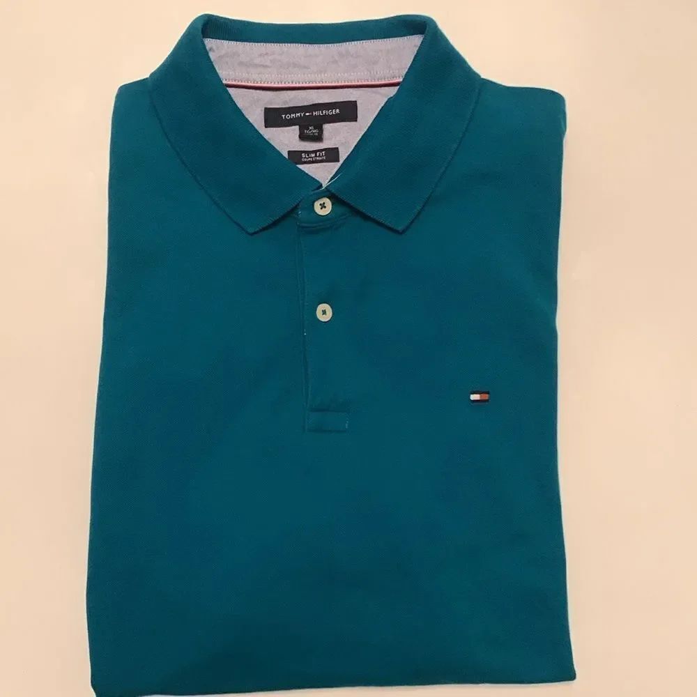 Tommy Hilfiger Turquoise Polo Shirt Classic Design Men’s Size XL